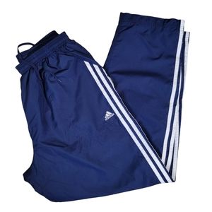 Mens blue polyester Adidas sweat pants. Large